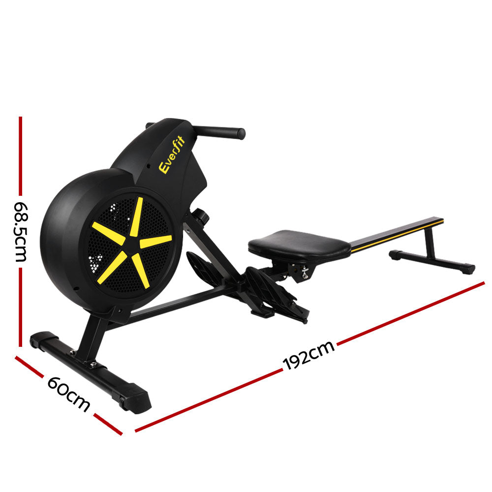 Everfit Air Rower Exercise Machine Home Gym Cardio Black