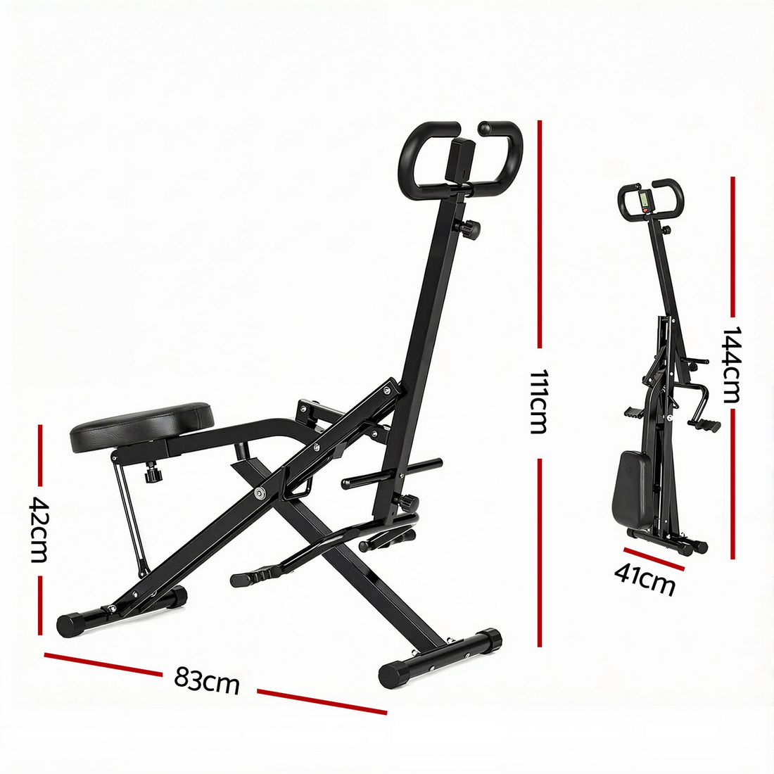 Everfit Foldable Squat Machine 5 Seat Positions 3 Intensity Levels Steel Frame