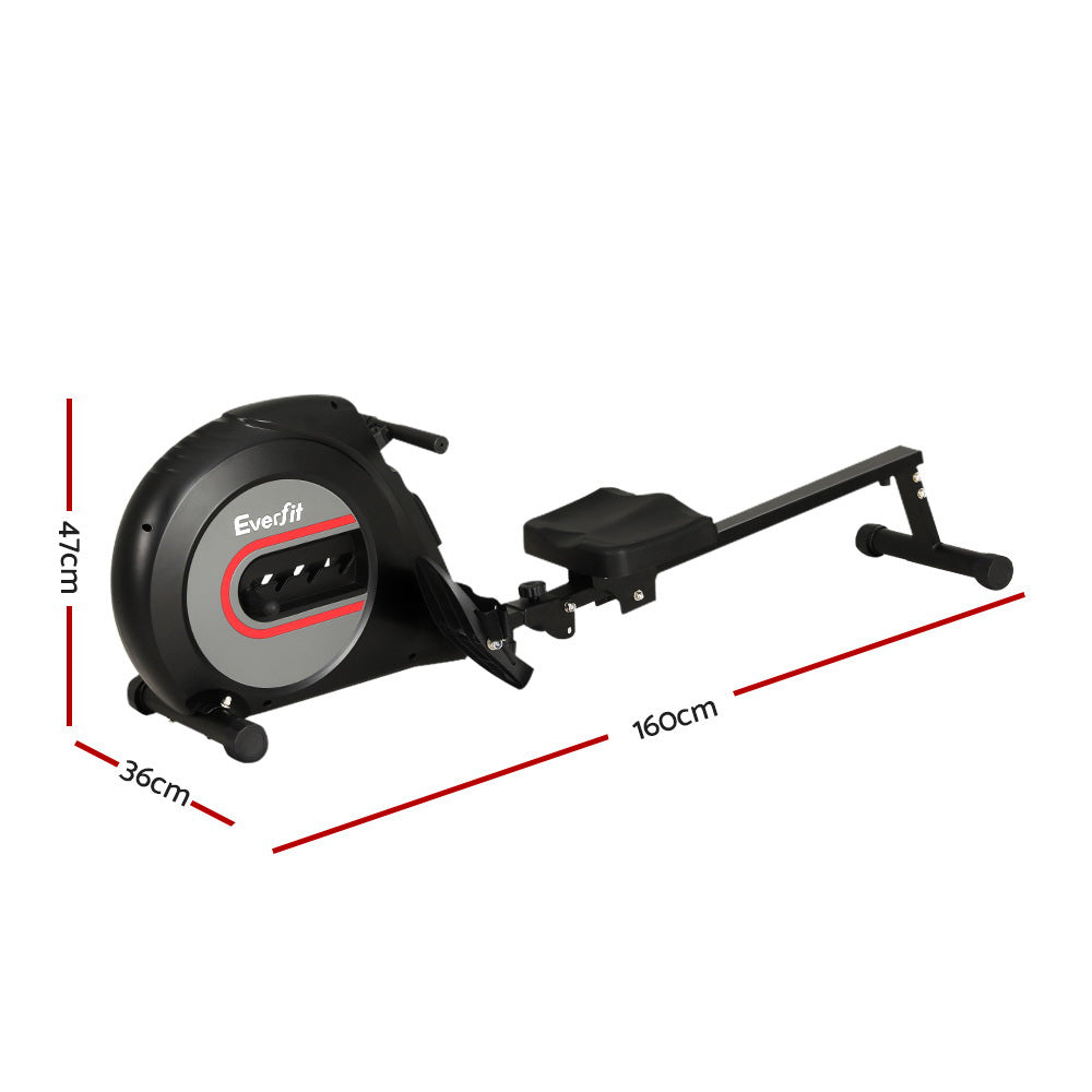 Everfit Elastic Rope Rowing Machine 4-Level Steel Frame Black