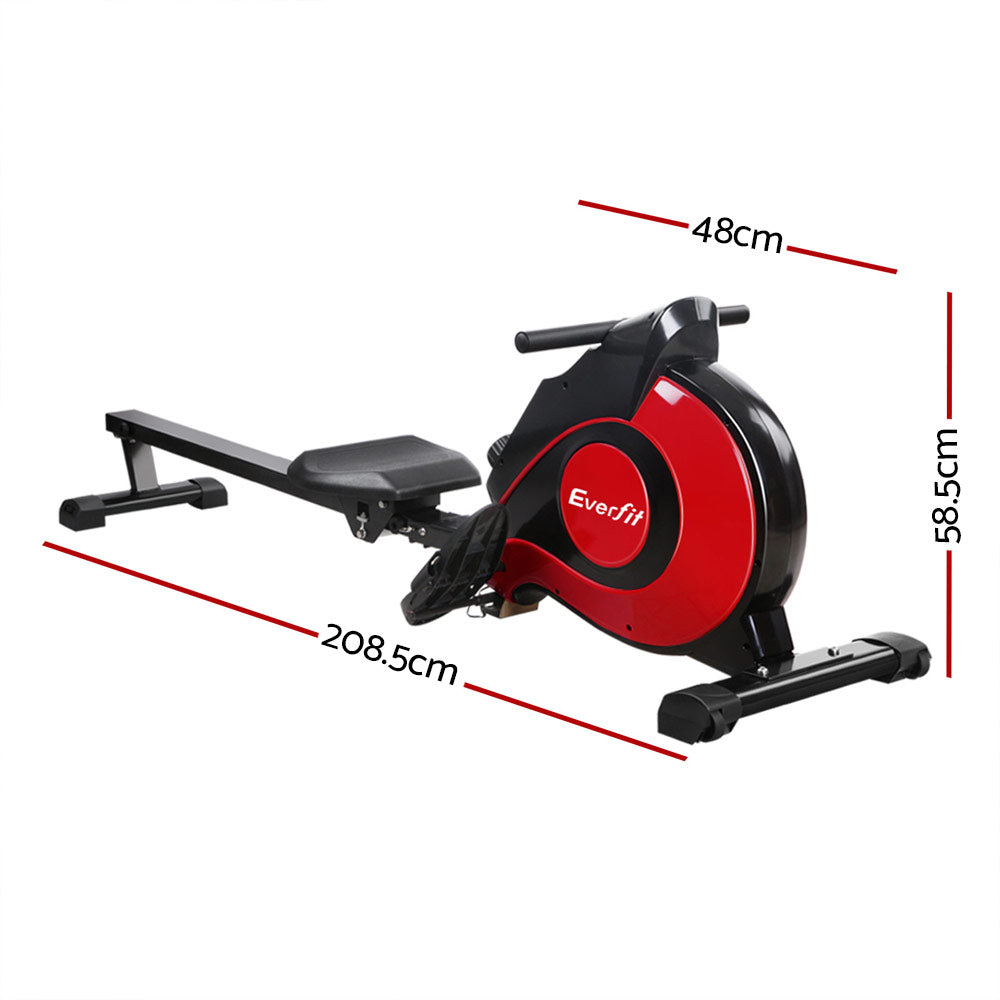 Everfit Rowing Machine Magnetic Resistance Home Gym Cardio Red