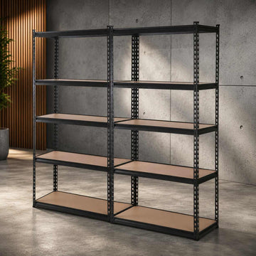 Giantz Heavy Duty Garage Storage Shelf 2-Pack 200kg Black Steel