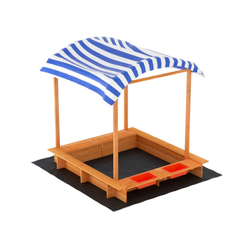Keezi Wooden Sandpit with Canopy Dual Water Basin 146cm