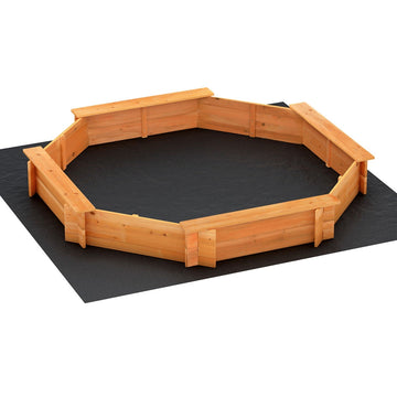 Keezi Octagon Wooden Sandpit 182cm with Cover Ground Sheet AS8124 Certified