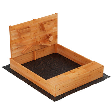 Keezi Kids Wooden Sandbox with Sand Wall Funnel 120cm Natural