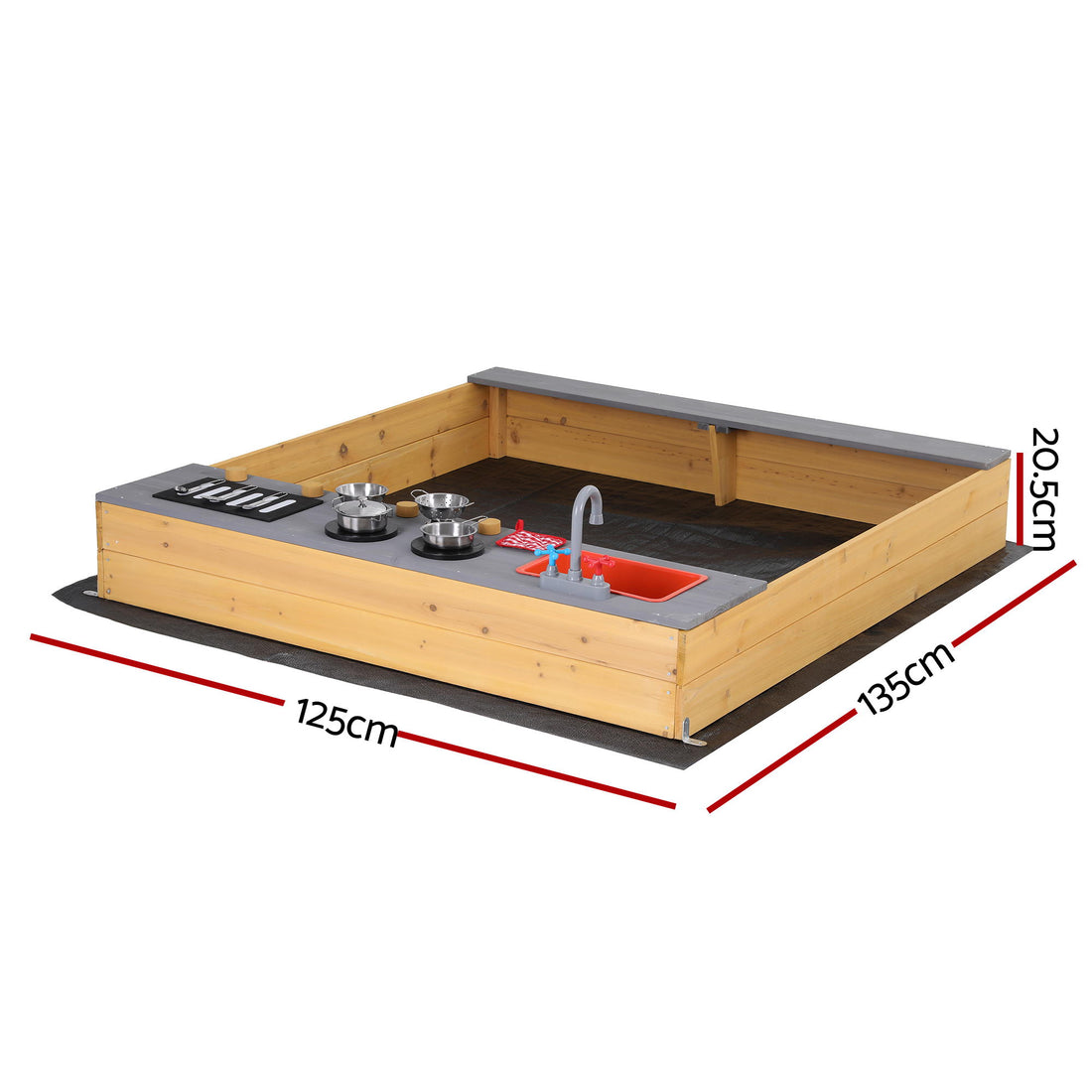 Keezi Wooden 2-in-1 Sandpit and Mud Kitchen with Sink and Stove