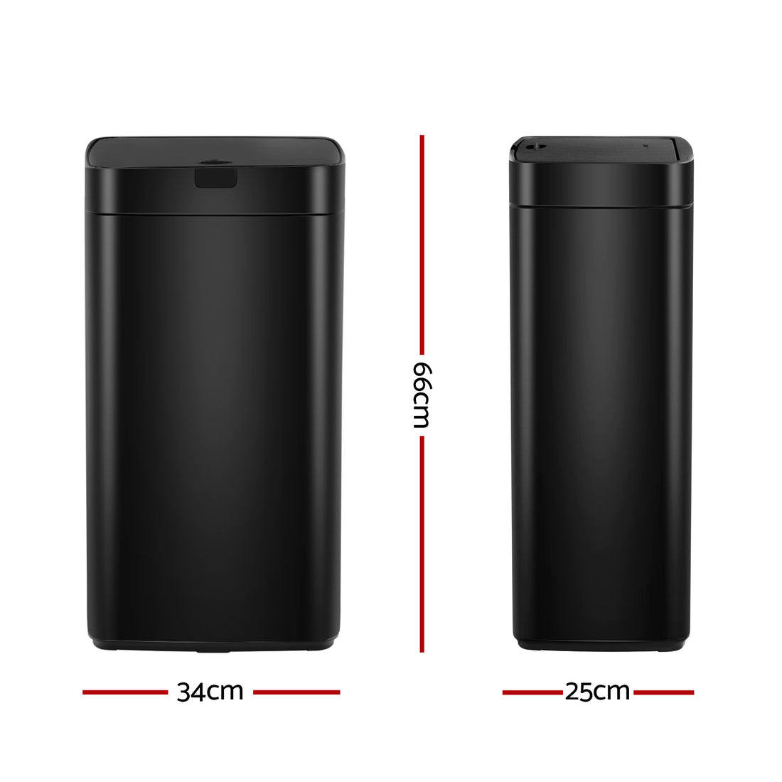 Devanti Motion Sensor Bin 45L Black Stainless Steel Hands-Free