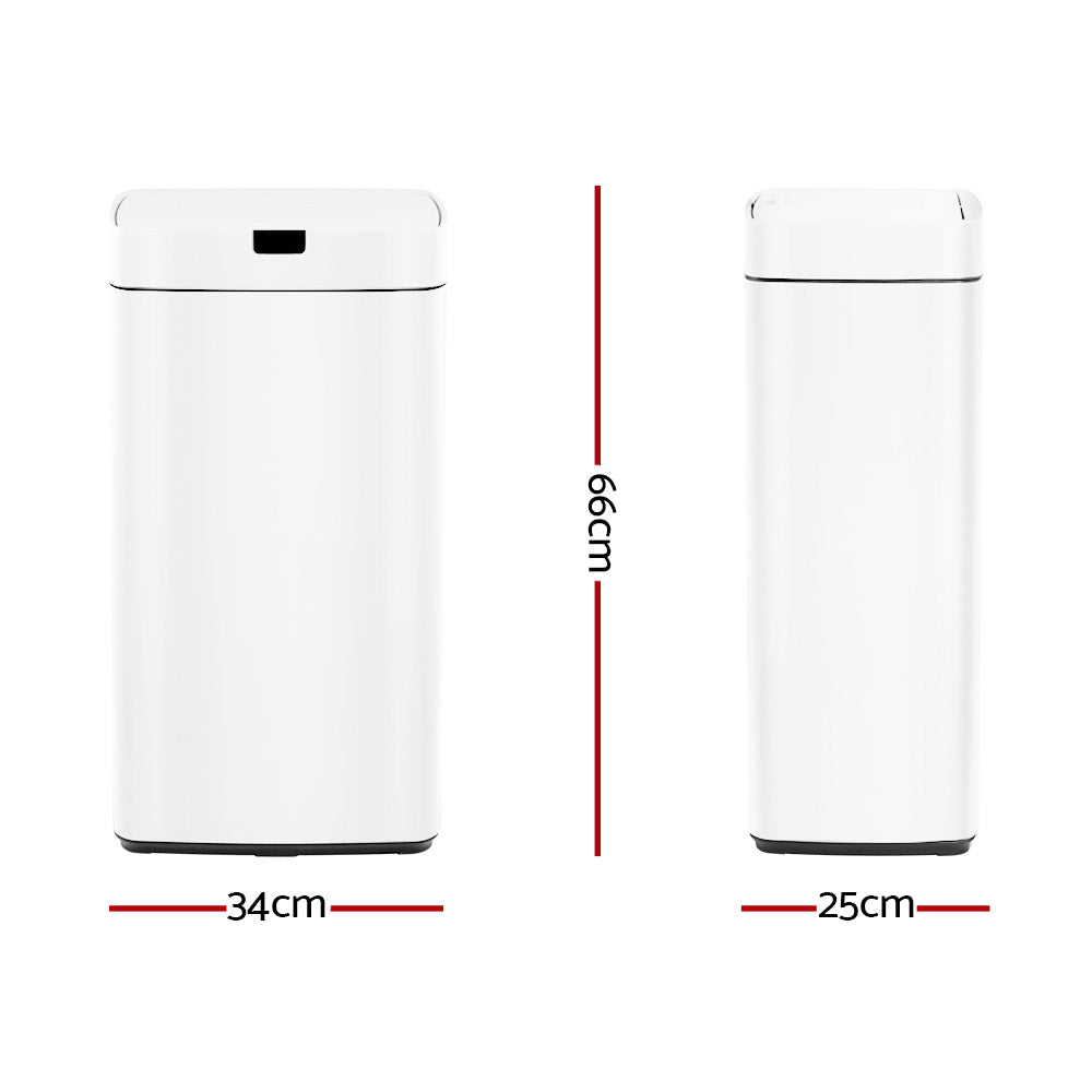 Devanti 45L Motion Sensor Bin White Hands-Free Automatic