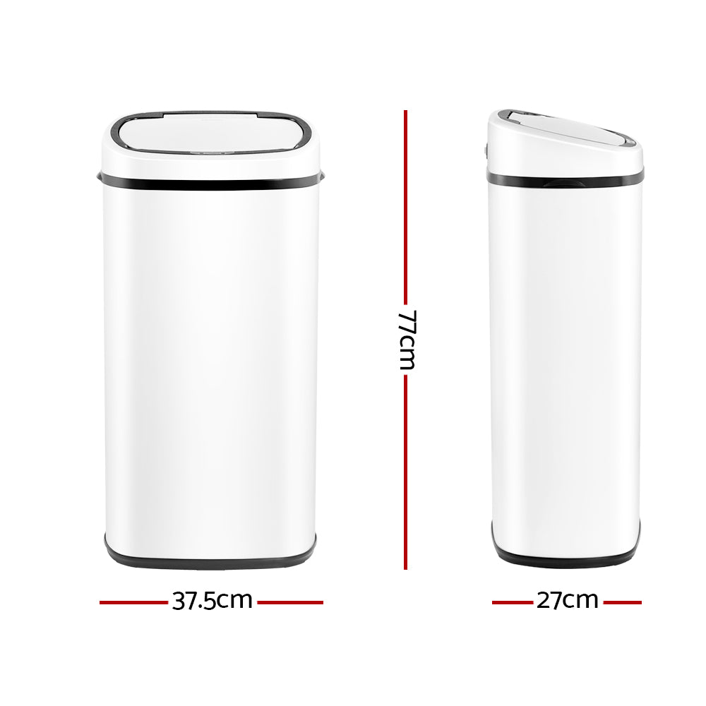 Devanti 68L Motion Sensor Bin White Hands-Free Automatic