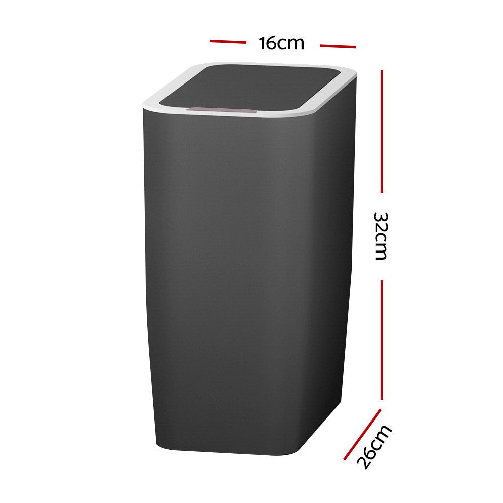Devanti 9L Motion Sensor Bin Ash Black Automatic