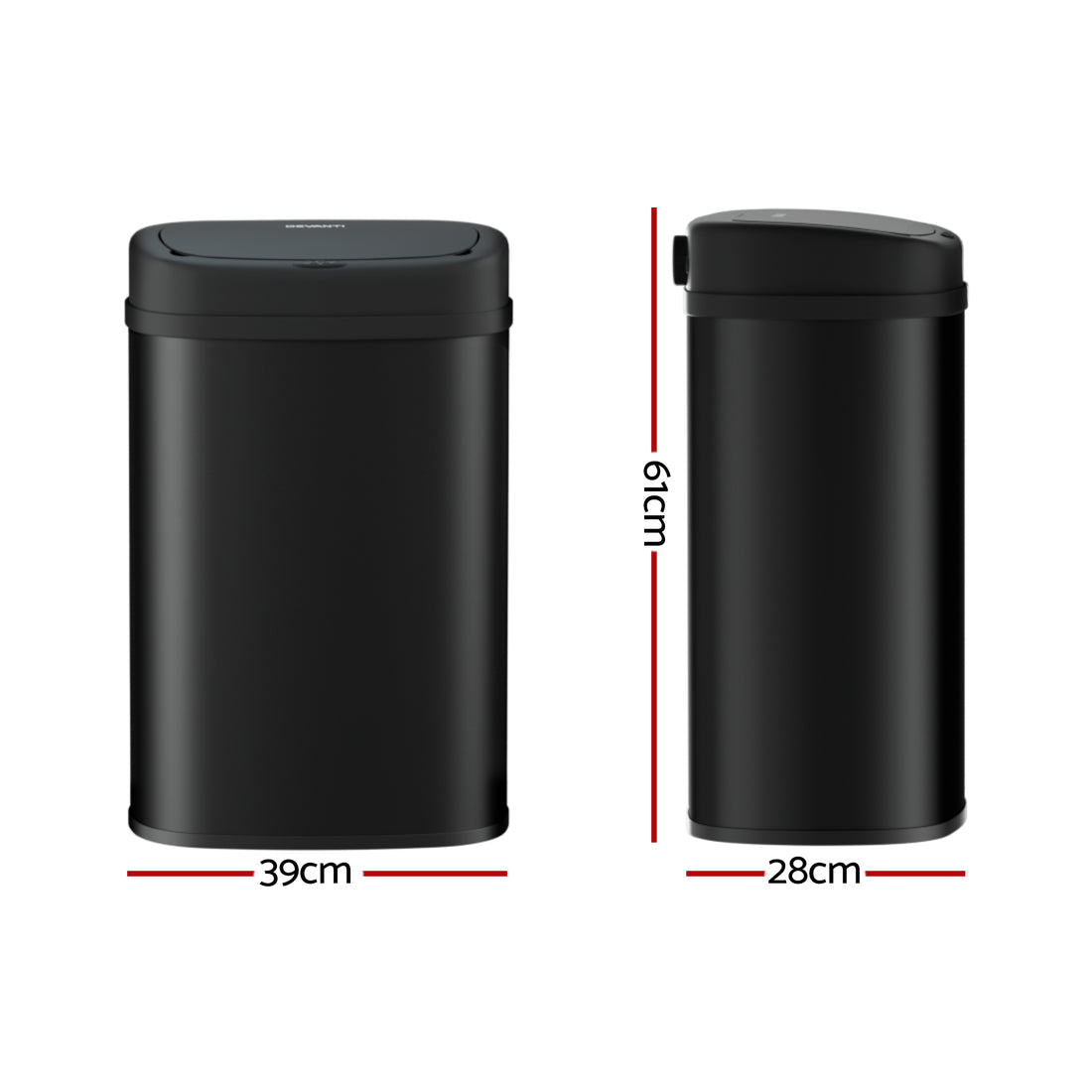 Devanti 50L Motion Sensor Bin Black Automatic