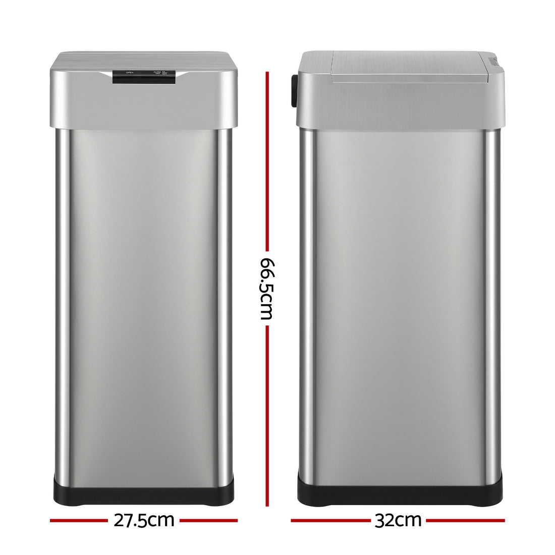 Devanti 50L Motion Sensor Bin Automatic Hands-Free Silver