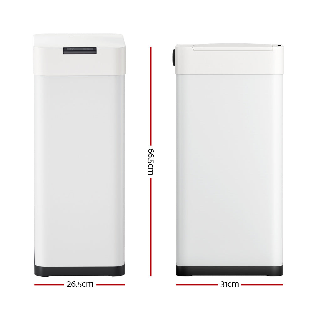 Devanti 50L Motion Sensor Bin Automatic Trash Can White Iron