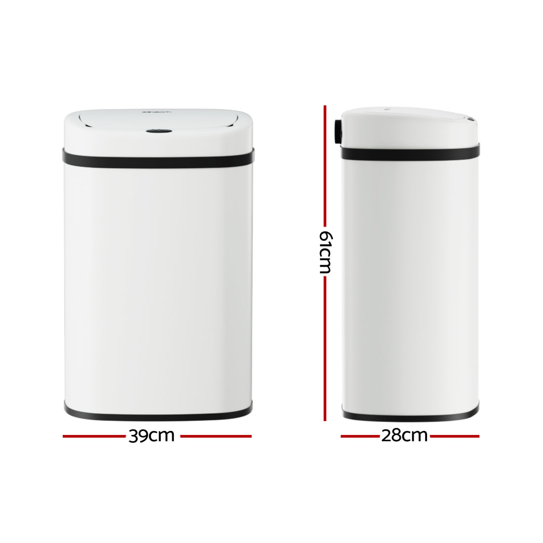 Devanti Motion Sensor Bin 50L Hands-Free White Steel