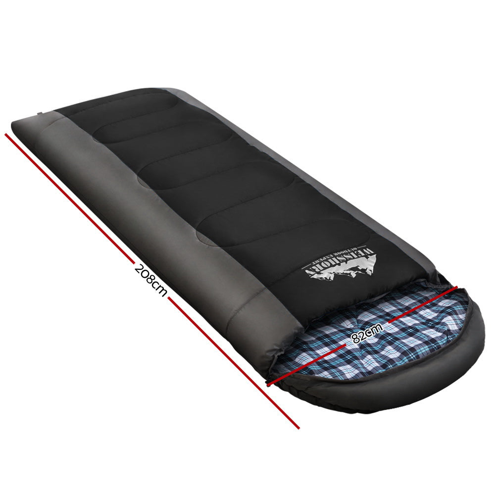 Weisshorn Thermal Sleeping Bag -20C Single Camping Hiking Black