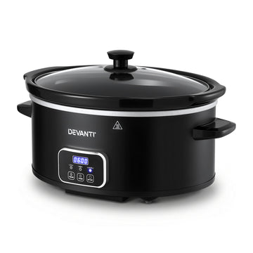 Devanti 5.6L Slow Cooker Multi Cooker with Keep Warm Function Black