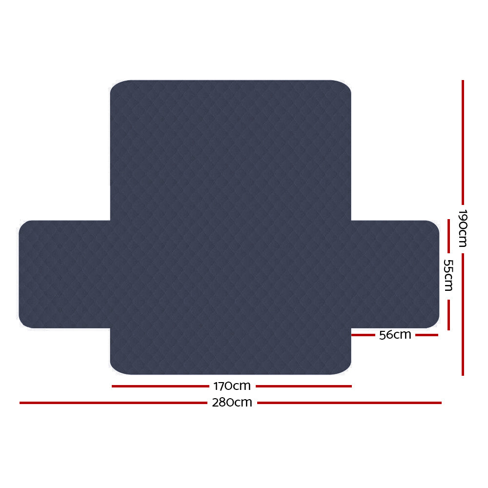 Artiss Quilted Sofa Cover 3 Seater Microfibre Dark Grey