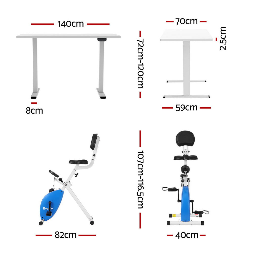 Artiss Under Desk Exercise Bike and Standing Desk 140cm White