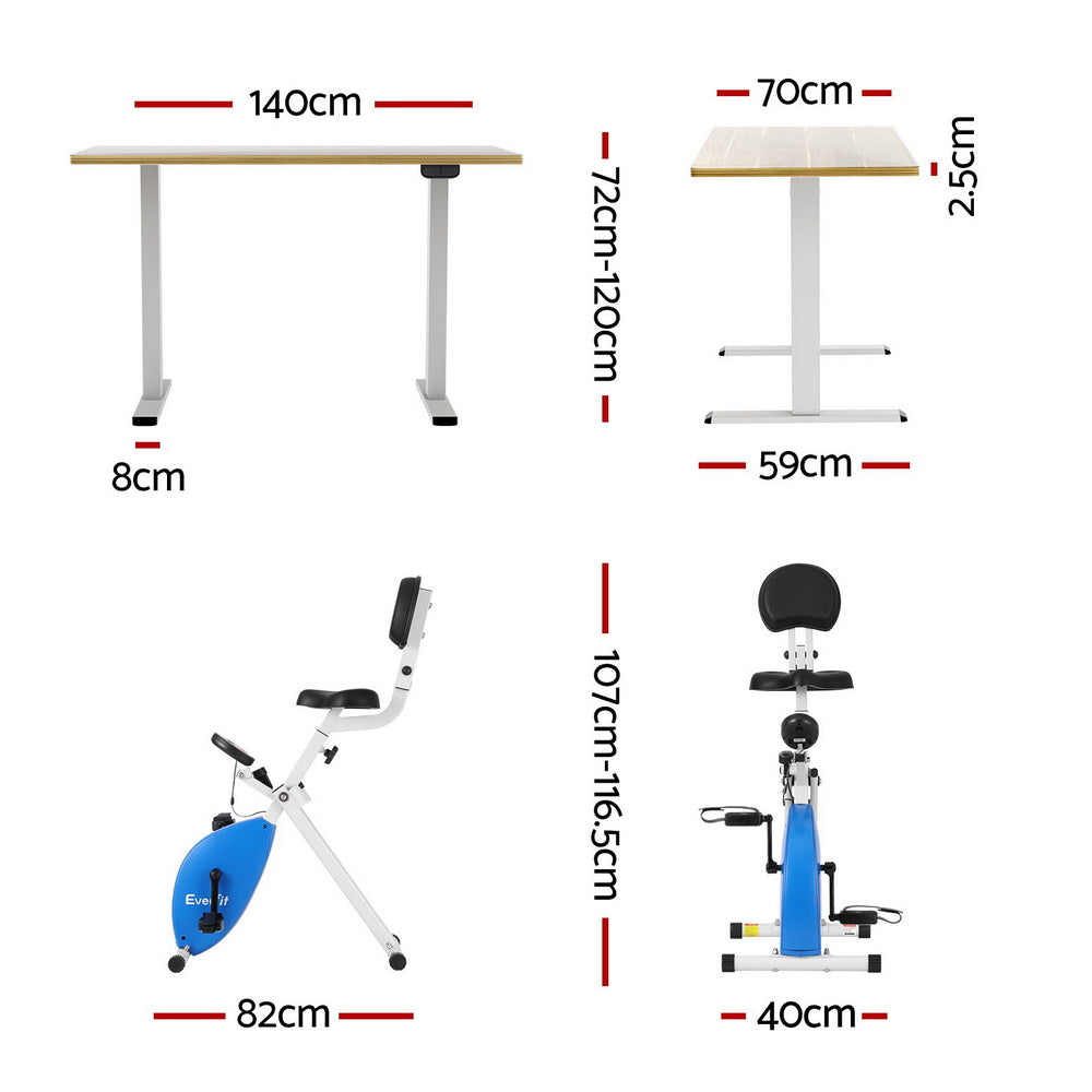 Artiss Under Desk Exercise Bike and Standing Desk 140cm Oak