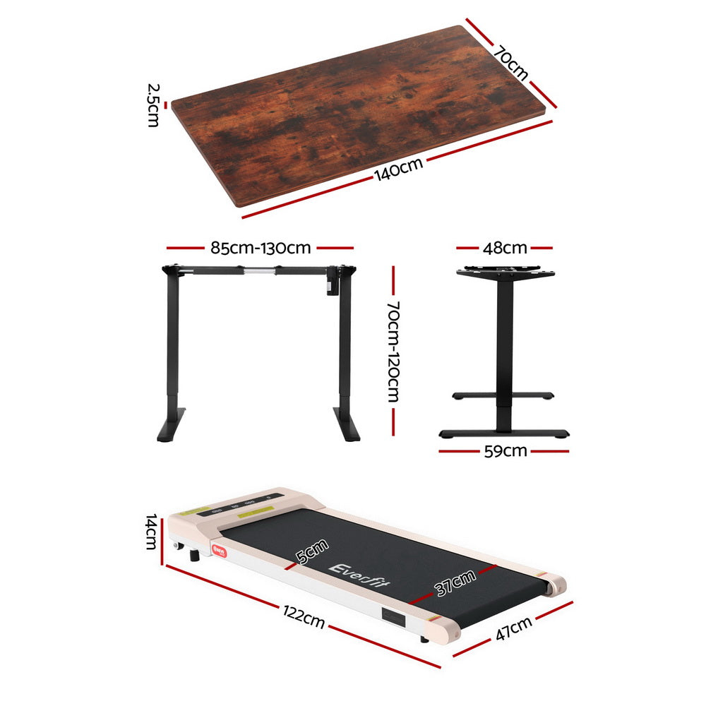 Artiss Motorised Treadmill Standing Desk 140cm Rustic Brown