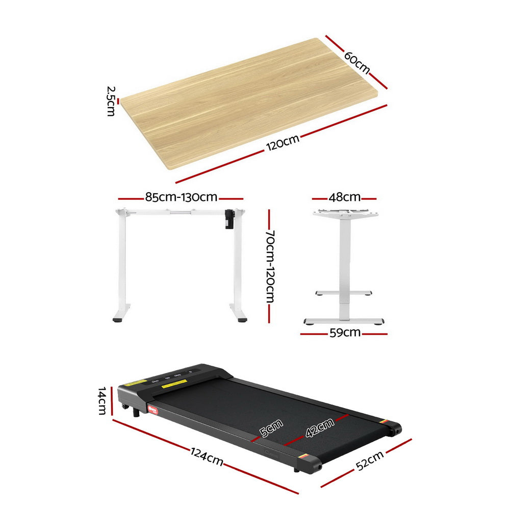 Artiss Electric Standing Desk with Walking Pad 120cm Oak White