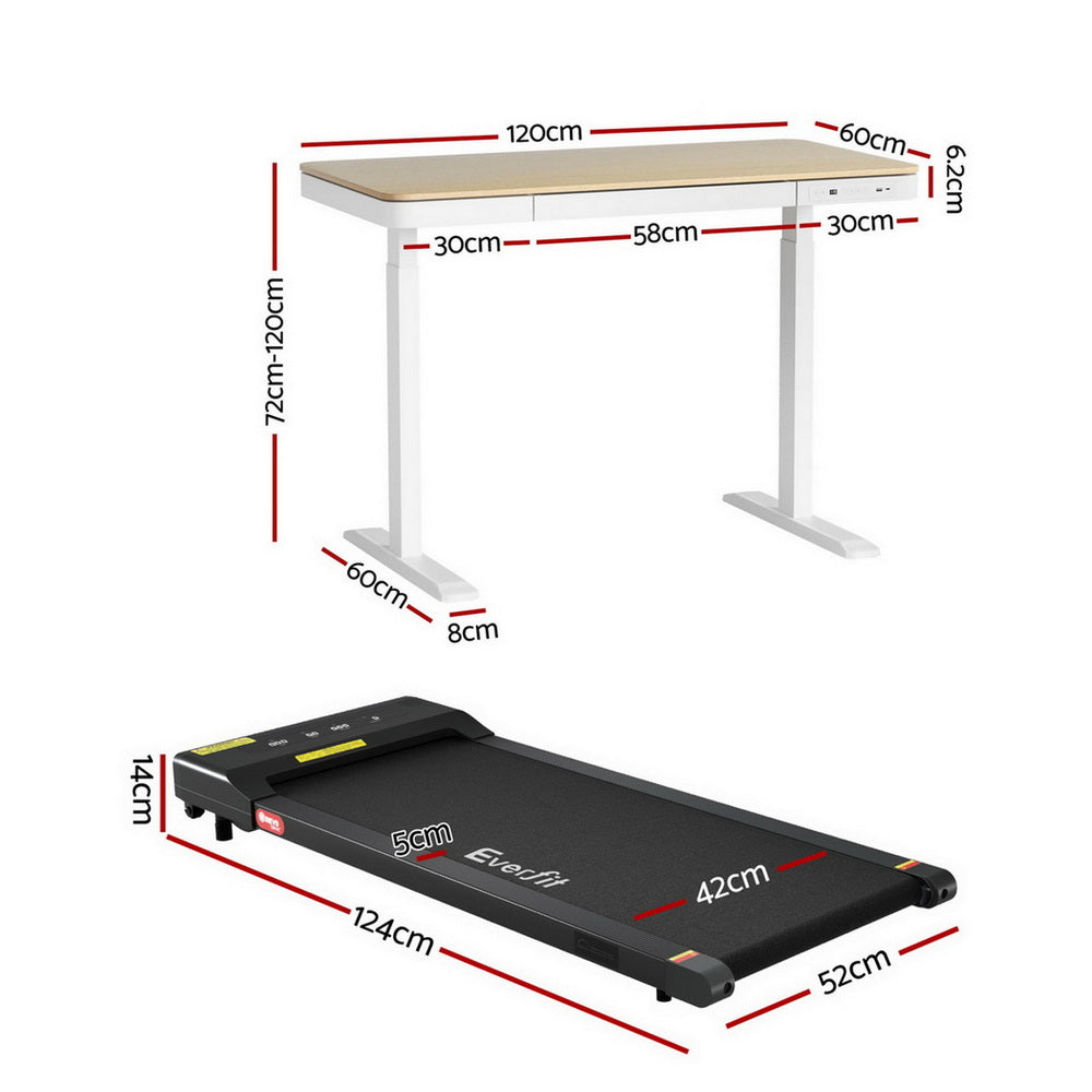 Artiss 2-in-1 Electric Treadmill Standing Desk Walking Pad 120cm White Oak