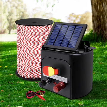 Giantz Solar Fence Energiser 5KM with 500m Polytape