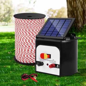 Giantz Solar Fence Energiser 8KM with 500m Polytape