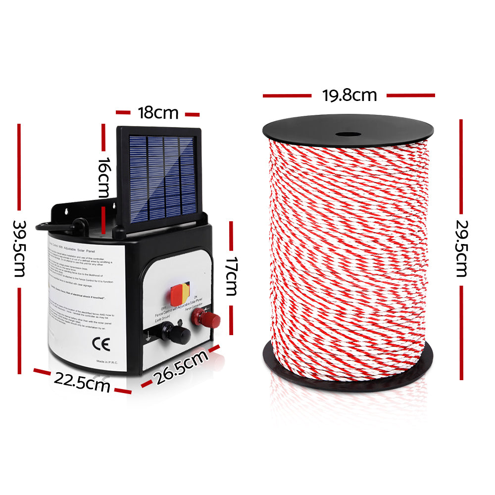 Giantz Solar Fence Energiser 8KM with 500m Polytape