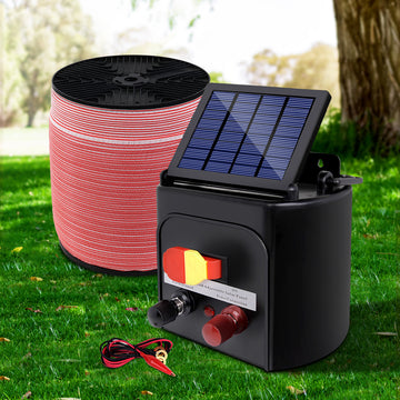 Giantz Solar Fence Energiser 5km with 1200m Polytape
