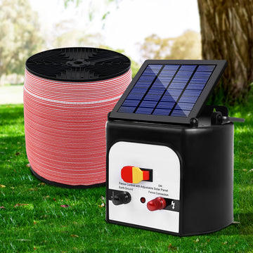 Giantz Solar Fence Energiser 8km Solar Powered with 1200m Polytape