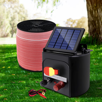 Giantz Solar Fence Energiser 3km with 2000m Polytape
