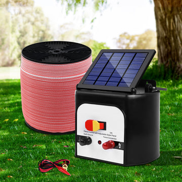 Giantz Solar Fence Energiser 8km Waterproof IP3 with 2000m Polytape