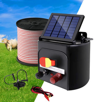 Giantz Solar Fence Energiser 3km with 400m Polytape