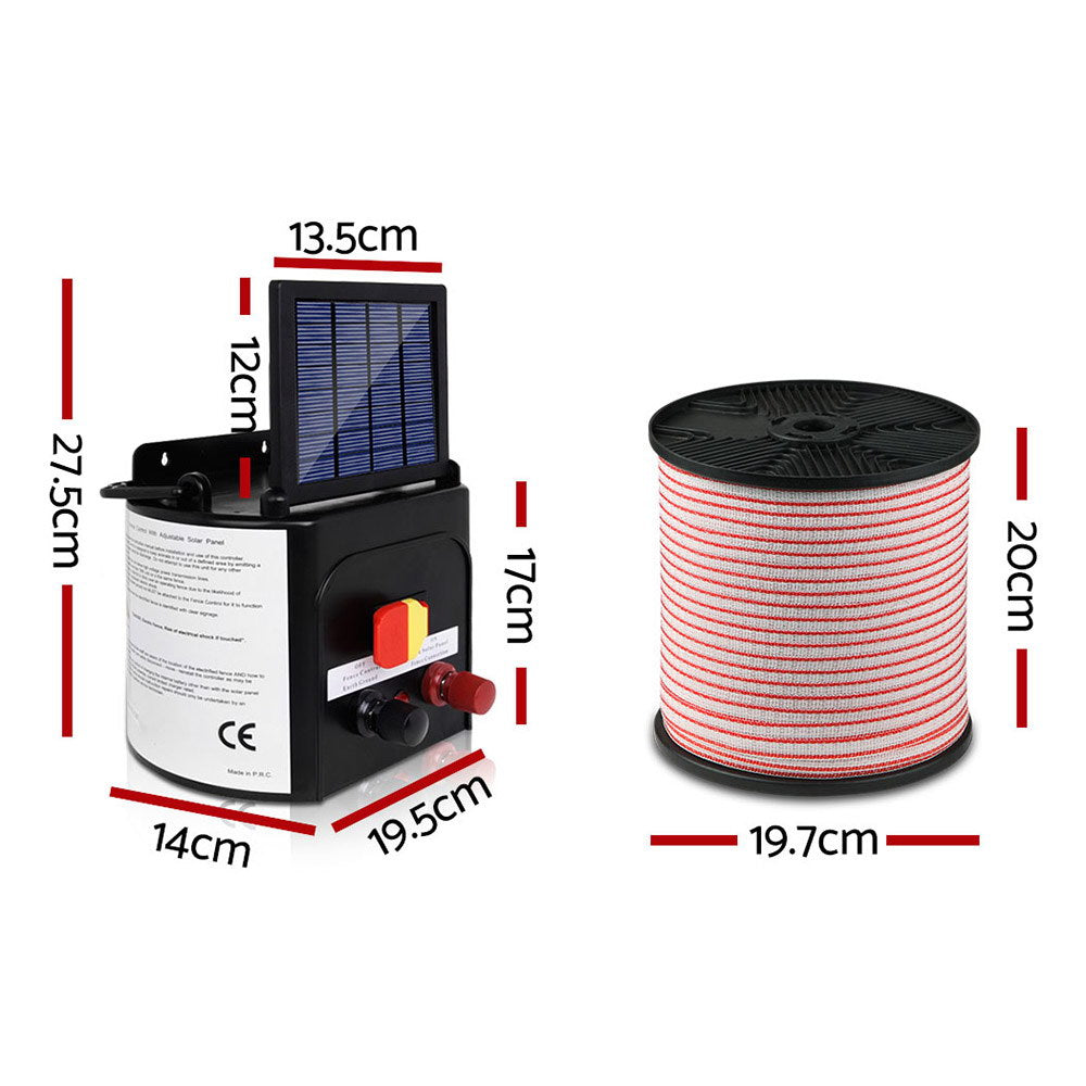 Giantz Solar Fence Energiser 3km with 400m Polytape