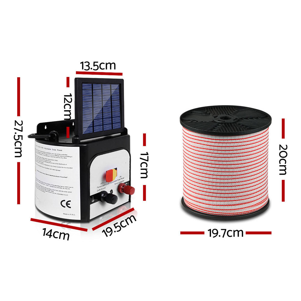 Giantz Solar Fence Energiser 8km with 400m Polytape