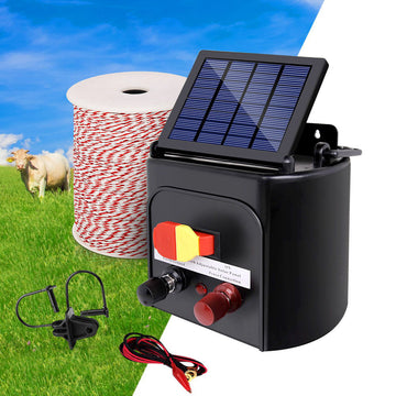 Giantz Solar Fence Energiser 5km with 500m Polywire