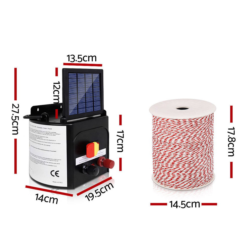 Giantz Solar Fence Energiser 5km with 500m Polywire
