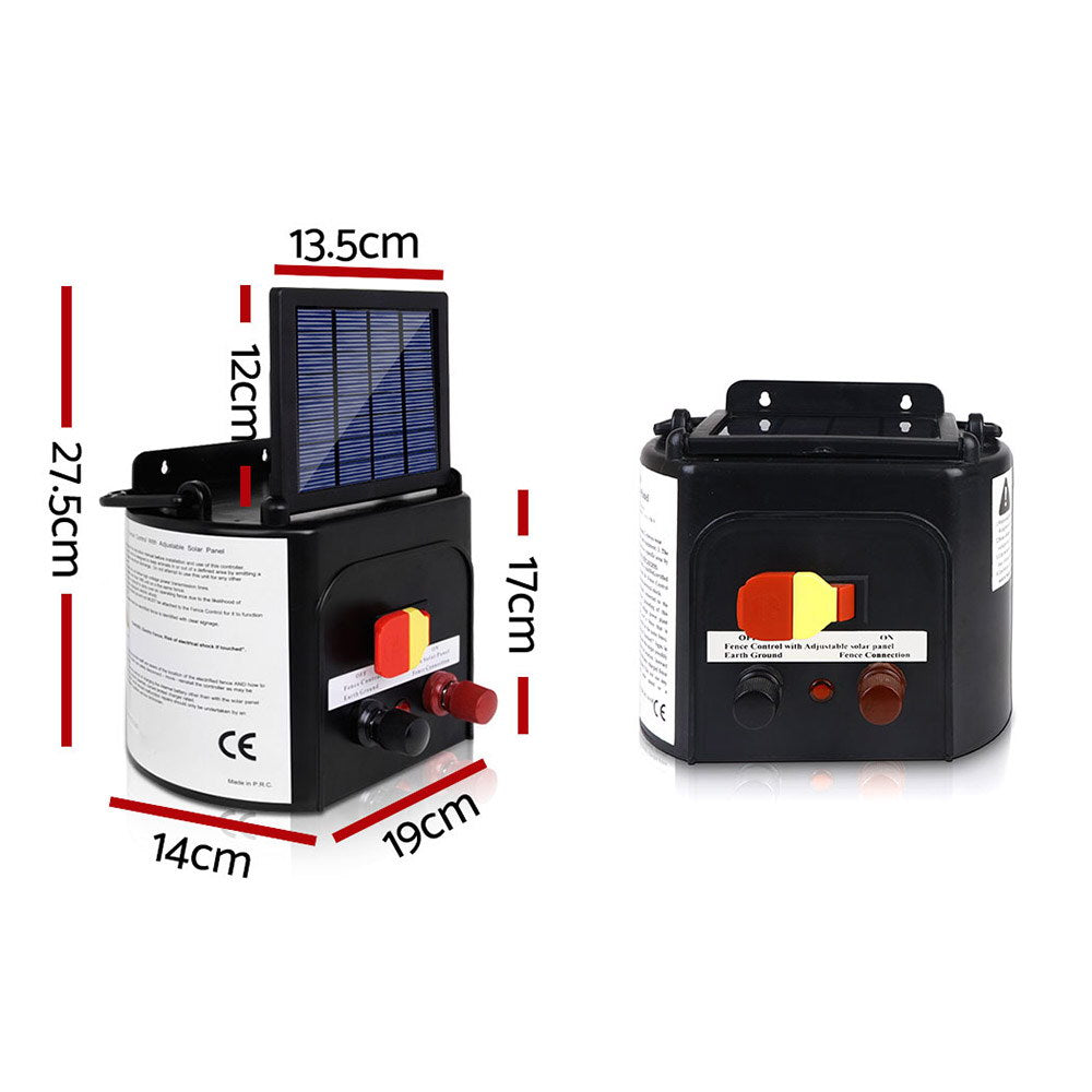 Giantz Solar Fence Energiser 3km Solar Powered 0.1J