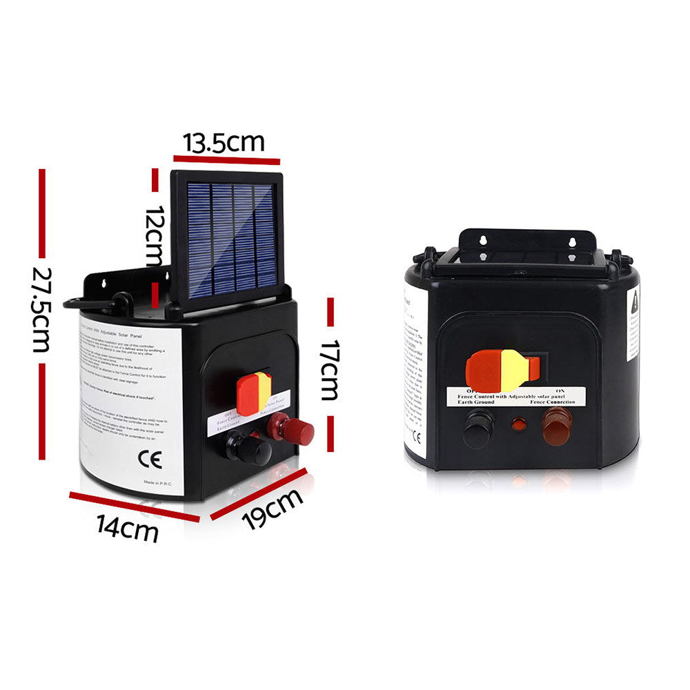Giantz Solar Fence Energiser 5km Solar Powered 0.15J