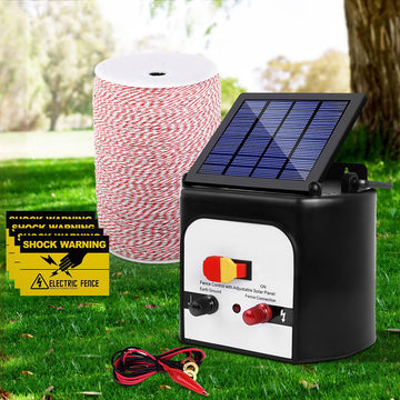 Giantz Solar Fence Energiser 8km Electric with 2000m Polytape