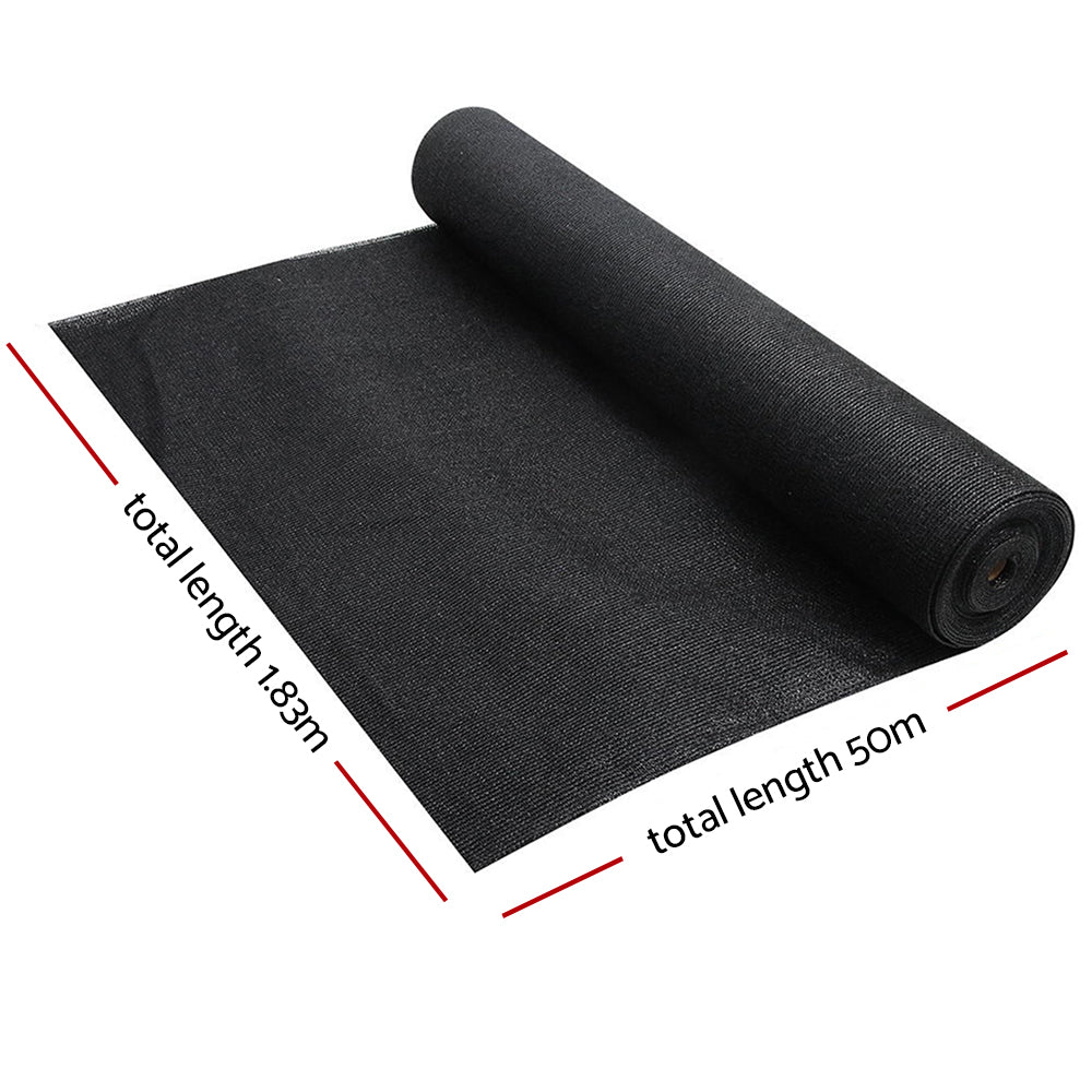 Instahut Shade Cloth 70% UV Block 1.83m x 50m Black