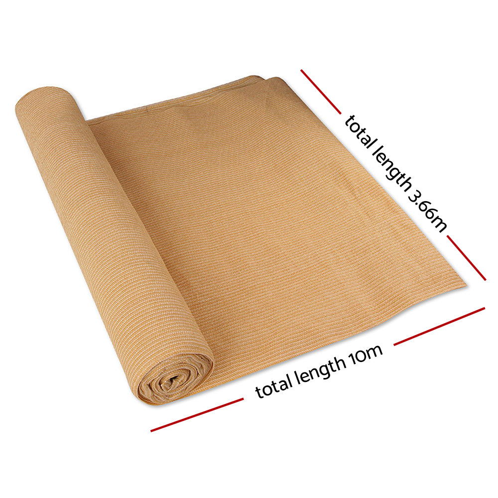 Instahut Shade Cloth Roll UV-Stabilised 90% Shade Block 3.66x10m Beige