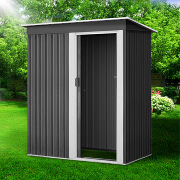 Giantz Compact Metal Garden Shed Outdoor Tool Storage Sloped Roof Grey