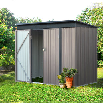 Giantz Metal Garden Shed Double Door Lockable Outdoor Storage Brown