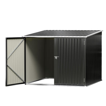 Giantz Metal Garden Shed Lockable Double Hinge Doors 206cm Black
