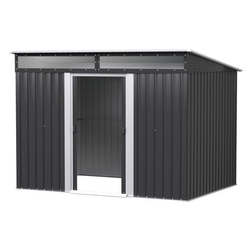 Giantz Large Metal Garden Shed Sliding Doors Grey