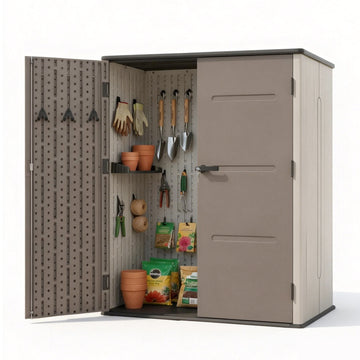 Giantz Compact HDPE Garden Shed Lockable Hinge Door with Hooks