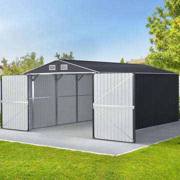 Giantz Large Metal Garden Shed Lockable 300x538cm Grey