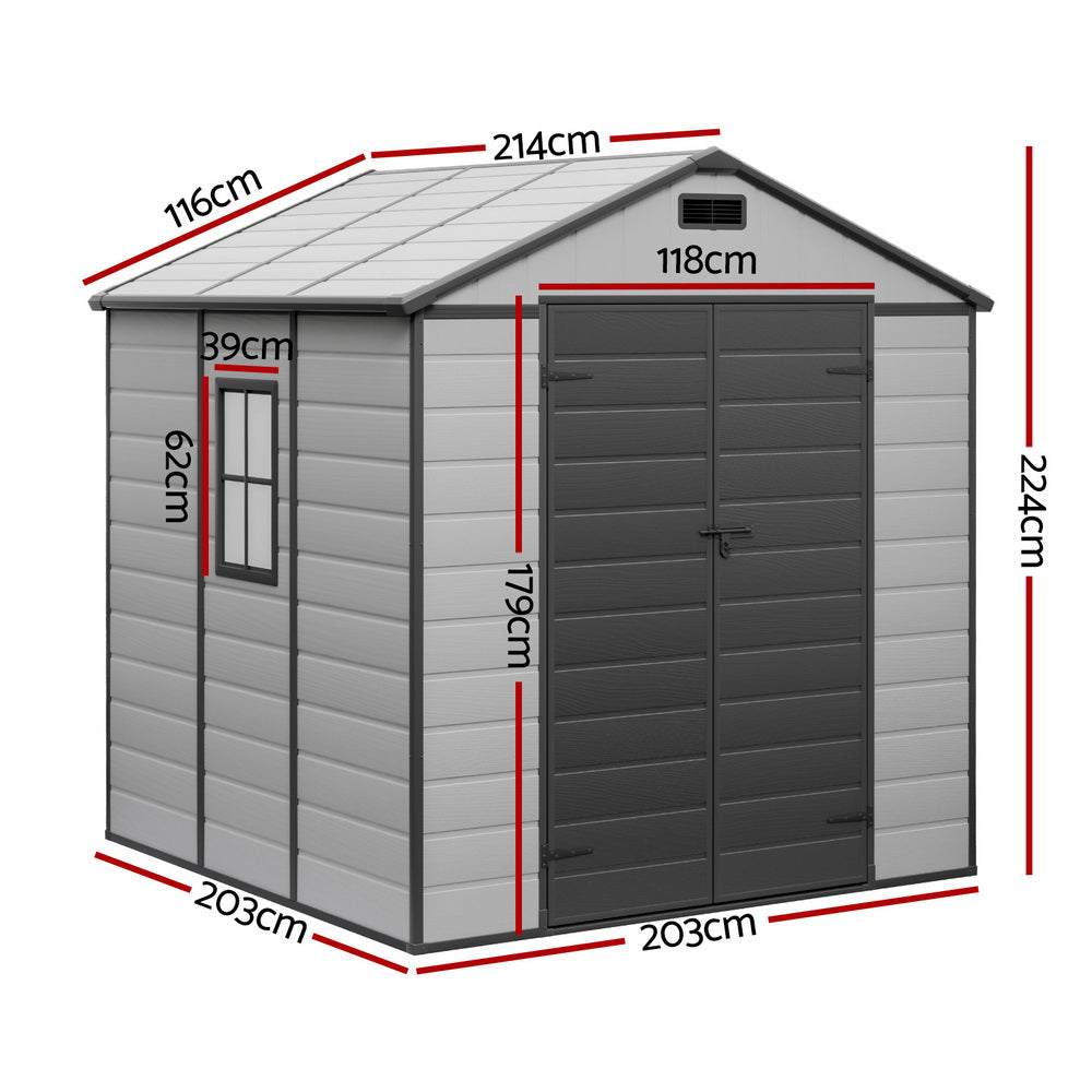 Giantz Polypropylene Garden Shed Gable Roof with Window Grey
