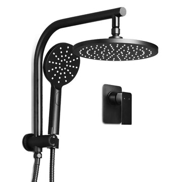 Cefito Shower System with Mixer Tap High Pressure Rainfall Handheld Matte Black Brass